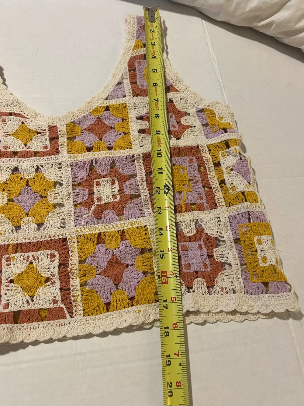 Boho Granny Square Crochet Tank Top S Rebellion Festival Beachy Boho Patchwork - Picture 5 of 12